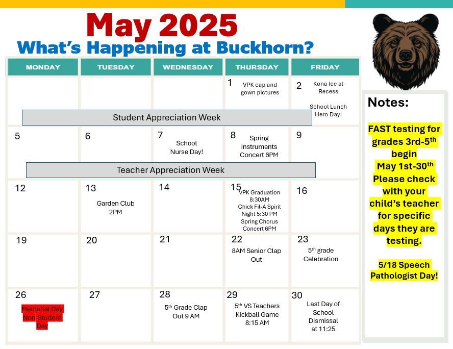  May Calendar